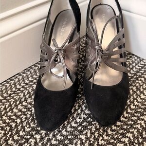 Calvin Klein Black and Silver Heels